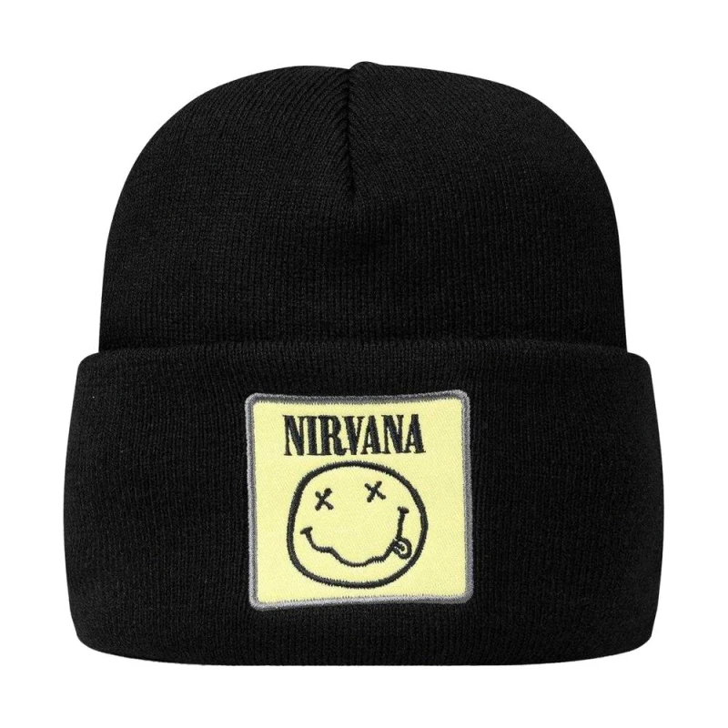Image of Amplified Mens Nirvana Logo Beanie in Black Male One Size