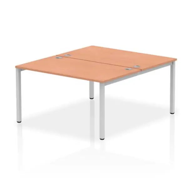 Image of Impulse Bench B2B 2 Person 1400 Silver Frame Office Bench Desk Beech