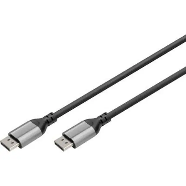 Image of Digitus DB-340105-020-S DisplayPort Adapter [1x DisplayPort plug - 1x DisplayPort plug] Black Shielded, Round 2m DB-340105-020-S