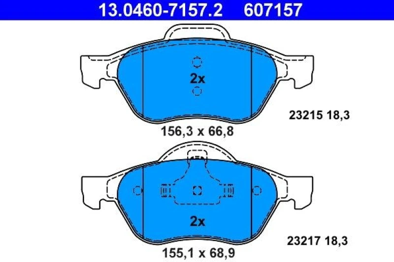 Image of ATE 13.0460-7157.2 Brake pad set excl. wear warning contact Brake Pad Set,disc brake (402)