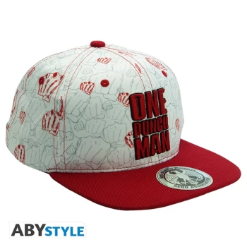 Image of One Punch Man - Punches Snapback Cap - Beige/Red