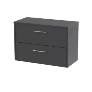 image of Hudson Reed Juno 800mm Wall Hung 2 Drawer Vanity & Worktop - Graphite Grey