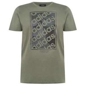 image of adidas Linear Repeat Mens T-Shirt - Khaki/Blk/Grey