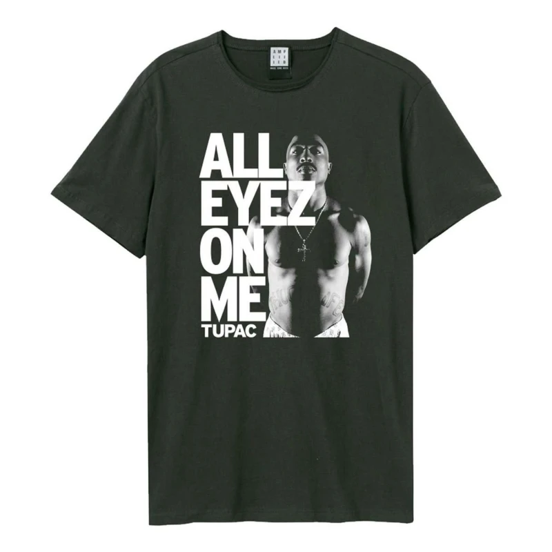 Image of Amplified Amplified Men All Eyes On Me Tupac Shakur T-Shirt in Pale Grey Size: X-Small Pale Grey XS Male 5063107998637