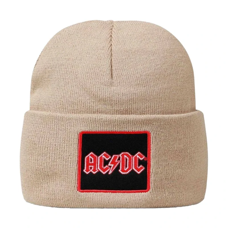 Image of Amplified Mens AC DC Logo Beanie in Khaki Khaki Male One Size