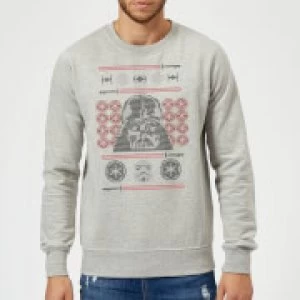 Image of Star Wars Darth Vader Face Knit Grey Christmas Sweatshirt - L - Grey