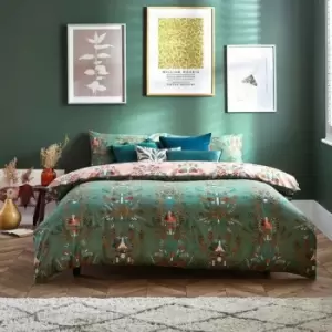 Image of Furn Luna Wood Duvet Cover Set (Double) (Fern Green) - Fern Green