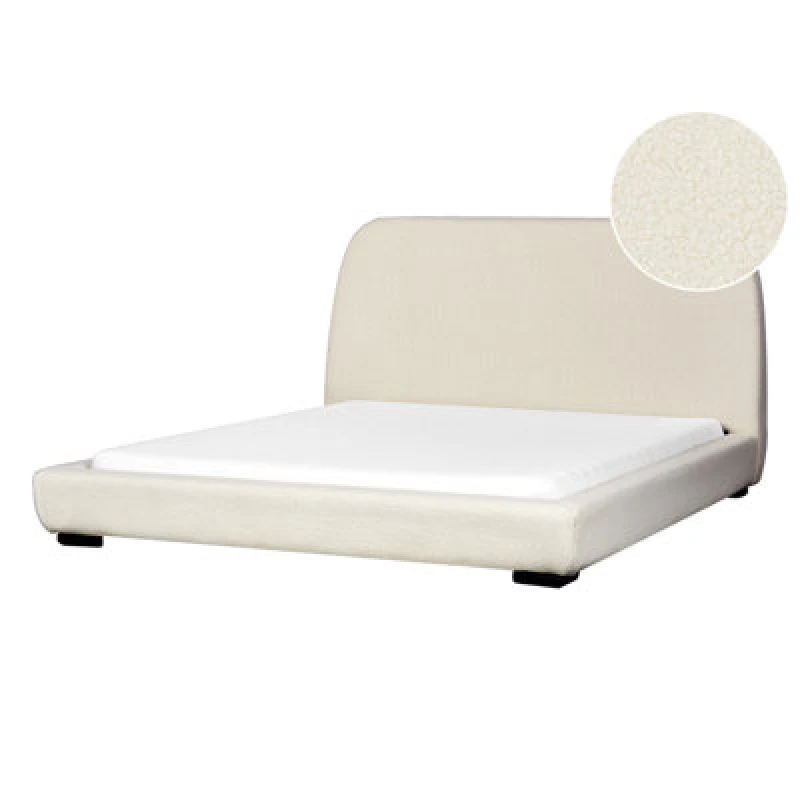 Image of Beliani Bed Boucle Roisel 160 X 200 Cm (Eu King Size) Light Beige