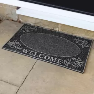 image of JVL Rectangle Welcome PVC Pin Doormat Silver