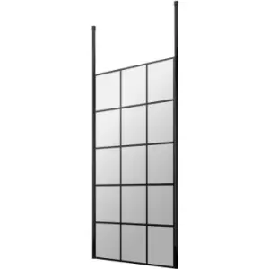 image of Frame Effect Wet Room Screen with Ceiling Post 900mm Wide - 8mm Glass - Hudson Reed