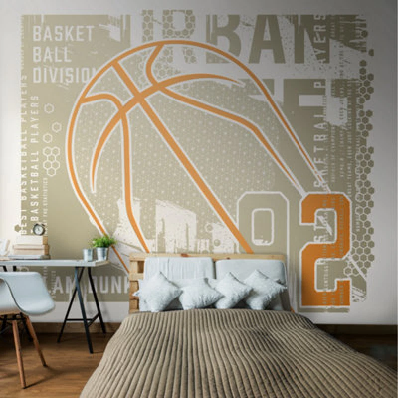 Image of Origin Murals Modern Basketball Grey Paste The Wall Mural 350Cm Wide X 280M High