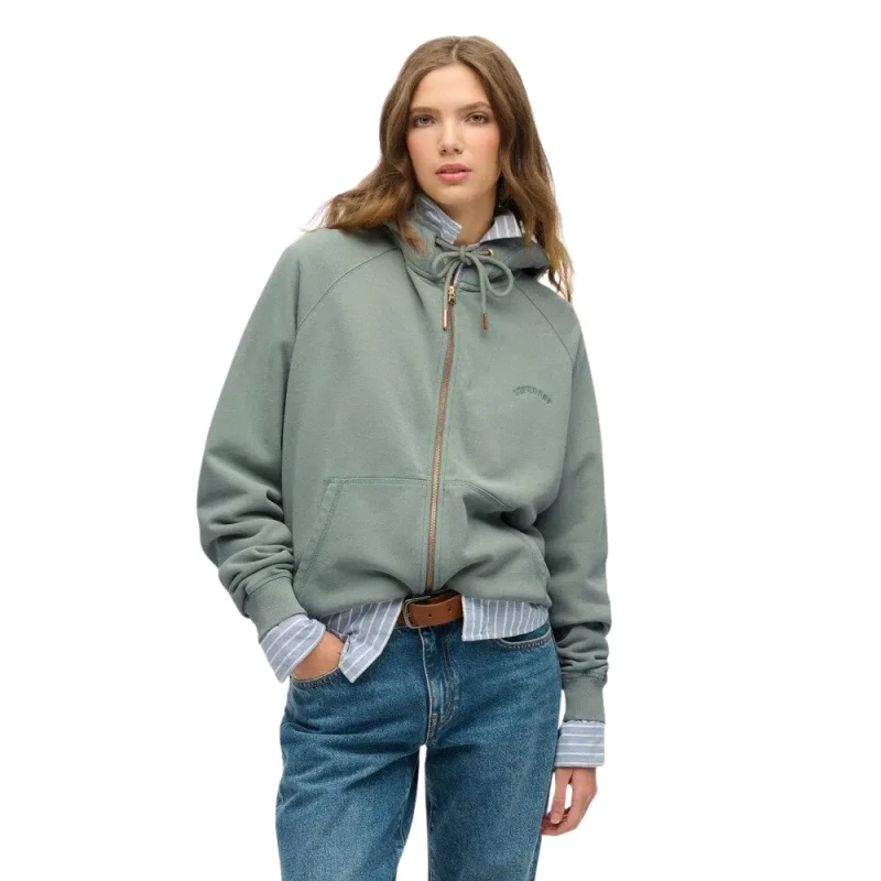 Image of Superdry Womens zip-up hoodie with raglan sleeves Superdry Logo Essential Vert Female S