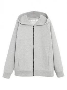 image of Mango Boys Zip Through Hooded Top - Grey