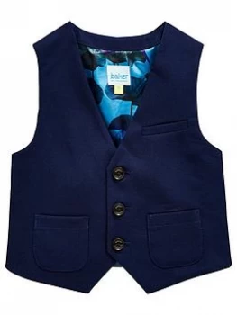 image of Boys, Baker by Ted Baker Opulence Lining Formal Waistcoat - Navy, Size Age: 7 Years