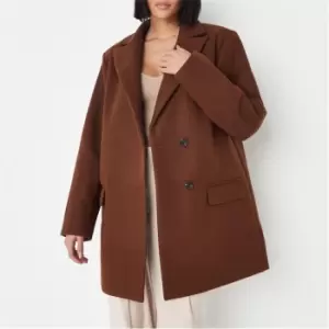 image of Missguided Tall Wrap Blazer Coat - Brown