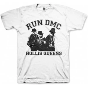 image of Run DMC Hollis Queen Pose White Mens T Shirt: Large