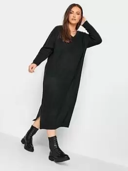 Image of Yours Lead In V Neck Acrylic Dress, Black, Size 18-20, Women