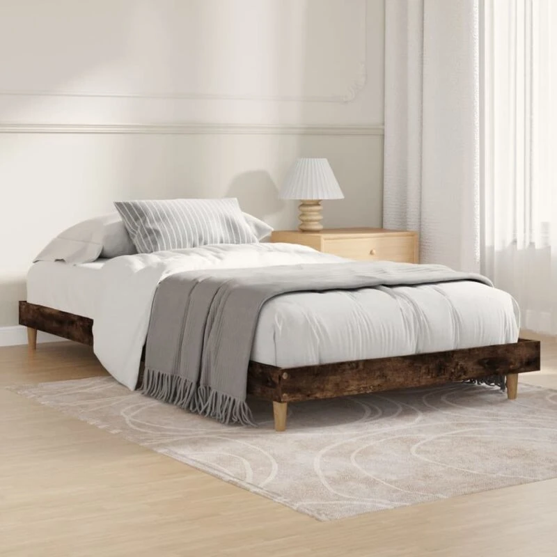Image of VIDAXL Bed Frame without Mattress Smoked Oak 90x190cm Single Engineered Wood Vidaxl 8720845795832