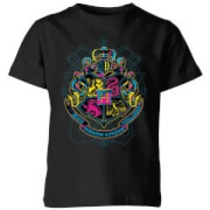 Image of Harry Potter Hogwarts Neon Crest Kids T-Shirt - Black - 11-12 Years
