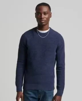 Image of Superdry Mens Vintage Textured Crew Knit Jumper Navy / Night Navy Heather - Size: Xxl