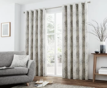 image of Curtina Elmwood Lined Curtains - 117x183cm - Silver