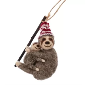 Image of Mum And Baby Sloth Felt Hanging Decoration