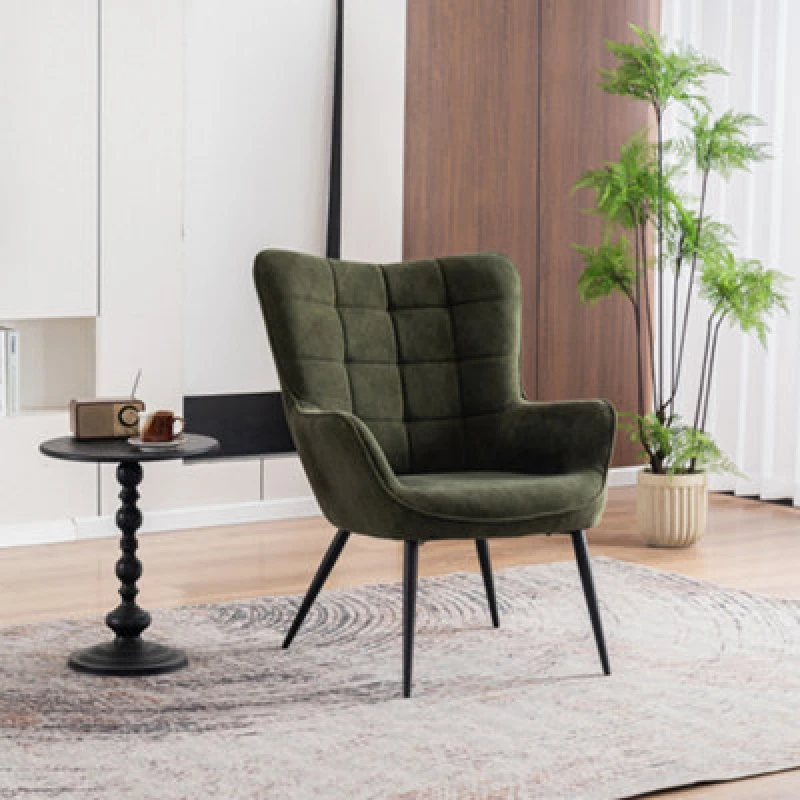 Image of More4Homes Vera Occasional Armchair Living Room Bedroom Modern Velvet Accent Chair (Green)