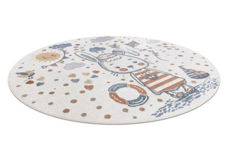Image of RugsX Carpet Bono 8441 Circle Bunny Sailor Cream / Blue Circle 100 Cm