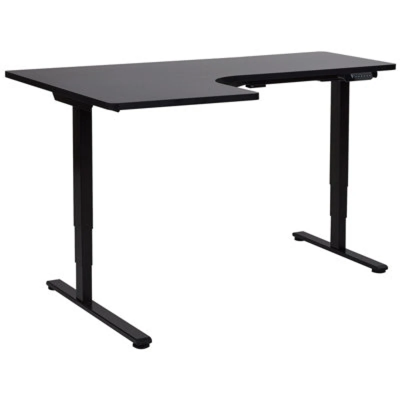 Image of Beliani Electric Adjustable Corner Desk Destines Black 160 Cm 109cm Left Hand