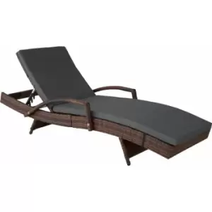 image of Tectake - Sun lounger Oceane rattan w/aluminium frame - reclining sun lounger, garden lounge chair, sun chair - black/brown