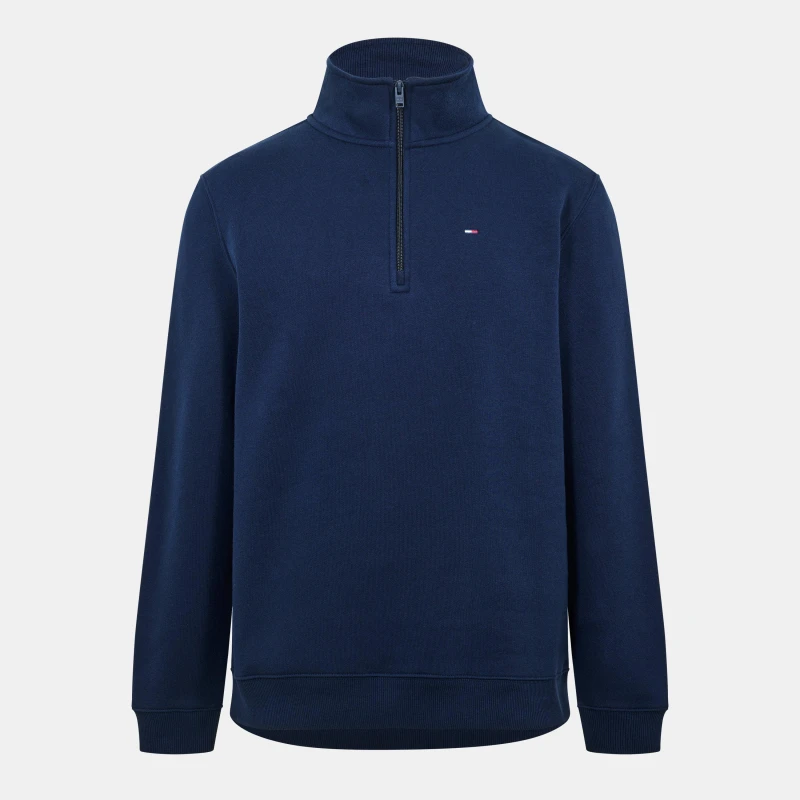 Image of Tommy Jeans Mens Flag 1/4 Zip Fleece Dark Navy C1G male S