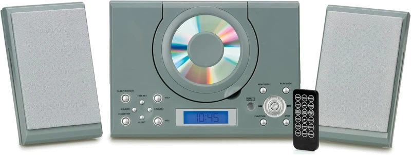 Image of Grouptronics HIFI with CD Player Radio & AUX IN Socket For Connecting Phone MP3 Player Tablet or IPod in Grey Grey Unisex