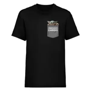 Image of Star Wars: The Mandalorian Mens Precious Cargo The Child T-Shirt (M) (Black)