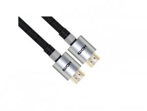 image of VCOM HDMI 1.4 (M) to HDMI 1.4 (M) 3m Black Nylon Braided Aluminium Headed Retail Packaged Professional Display Cable