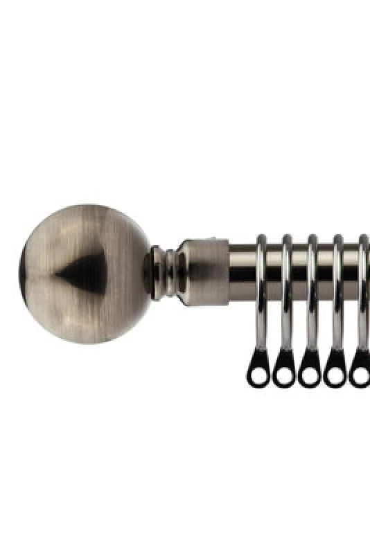 Image of 16-19mm Sphere Extendable Metal Curtain Pole Set Black Silk 120-210Cm
