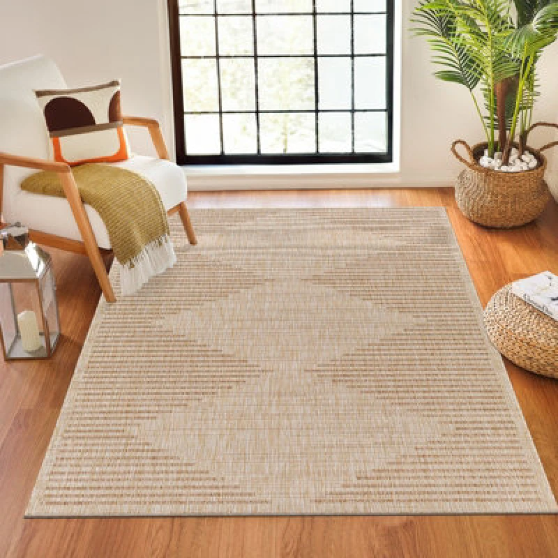 Image of Livabliss In- & Outdoor Global Jute-Look Brown Ligaia Area Rug 120 X 170 Cm - Easy To Clean, Perfect For Balcony, Kitchen Or Dining Room