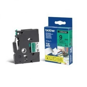 Image of Brother TZE-721 P-touch Black on Green Laminated Tape 9mm x 8m