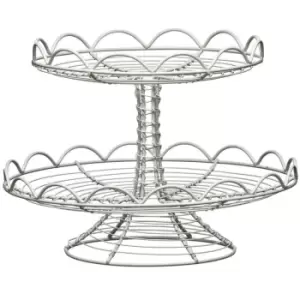 image of Premier Housewares 2 Tier Wire Cake Stand - Cream