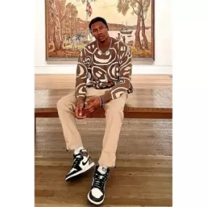 Image of I Saw It First Stone Oversized Smiley Boxy Jumper - Brown