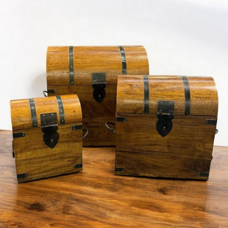 Image of MSL 45CM SET 3 WOODEN CHESTS