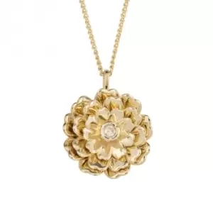 image of Rotating Peony Flower Diamond Yellow Gold Pendant GP2307