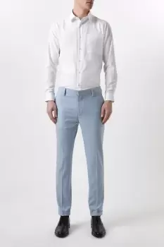 Image of Mens Skinny Fit Pale Blue End On End Suit Trousers