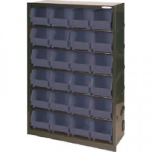 Image of Slingsby Metal Bin Cupboard With 24 Polypropylene Bins Dark Grey Black 371833