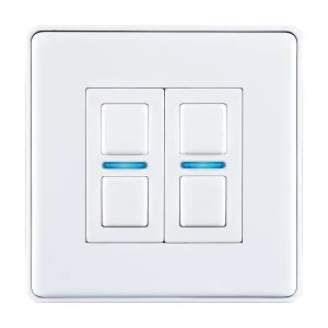 Lightwave Smart Series Dimmer (2 Gang) - White Metal