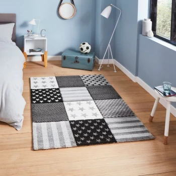 Image of Brooklyn Kids Brooklyn Kids 777 Grey 60cm x 120cm Rectangle - Grey and Multicoloured