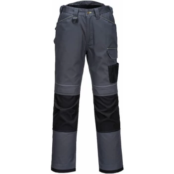 image of Portwest - T601 - Grey/Black 30 Regular PW3 Work Trousers Combat Cargo Pants