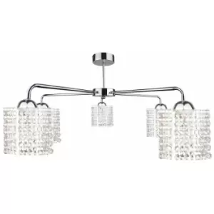 image of Keter Diament Multi Arm Semi Flush Ceiling Light Silver, 60cm, 5x E27