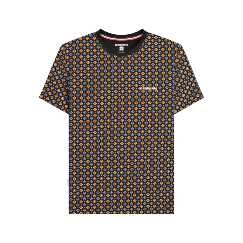 Image of Lambretta Lambretta Men SS25 Geometric T-Shirt in Black Size: Small Black S Male 5063703651417