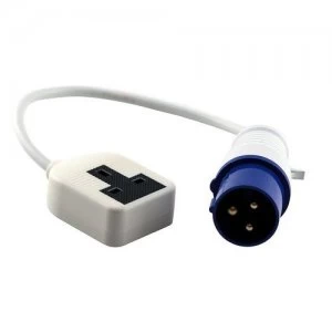 Image of Zexum 16A 230V White Male to 1 Gang Socket Hook Up Extension Cable Lead - 0.3m