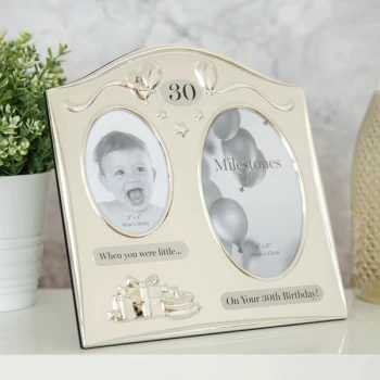 Image of Milestones 2 Tone Silver Plated Double Birthday Frame - 30